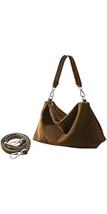 バッグ Suede leather two-tone shoulder bag Amazon.com: Genuine Leather Suede Tote Bags for Women, Suede